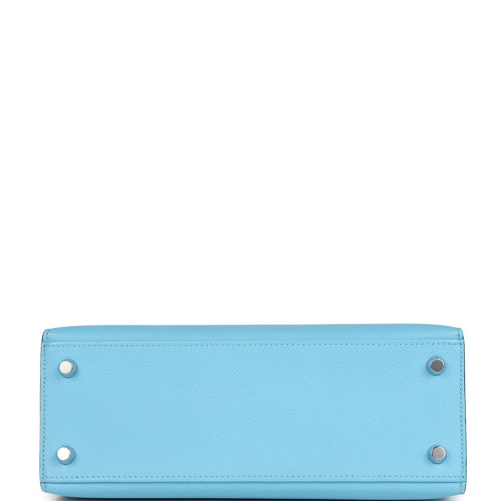 Hermes Kelly Sellier 25 Celeste Epsom Palladium Hardware