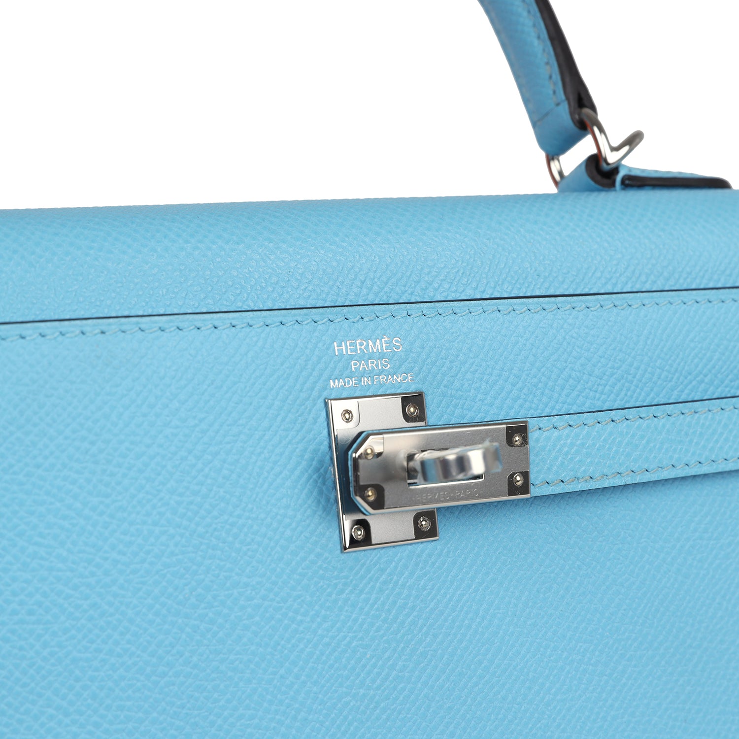 Hermes Kelly Sellier 25 Celeste Epsom Palladium Hardware