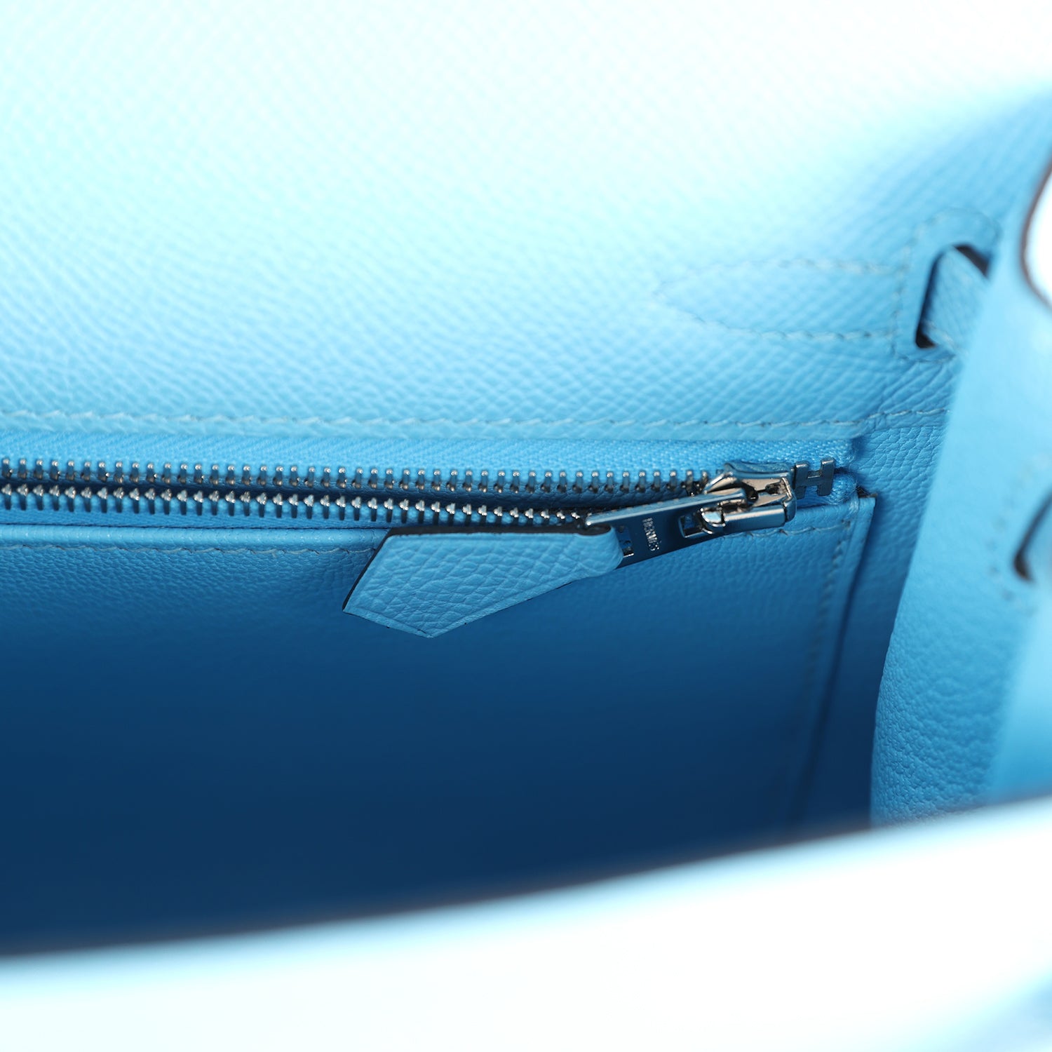 Hermes Kelly Sellier 25 Celeste Epsom Palladium Hardware