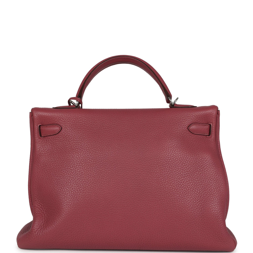 Pre-owned Hermes Retourne Kelly 35 Bois De Rose Clemence Palladium Hardware