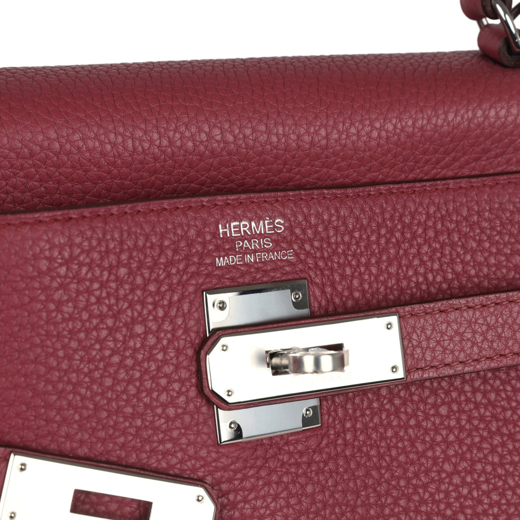 Pre-owned Hermes Retourne Kelly 35 Bois De Rose Clemence Palladium Hardware