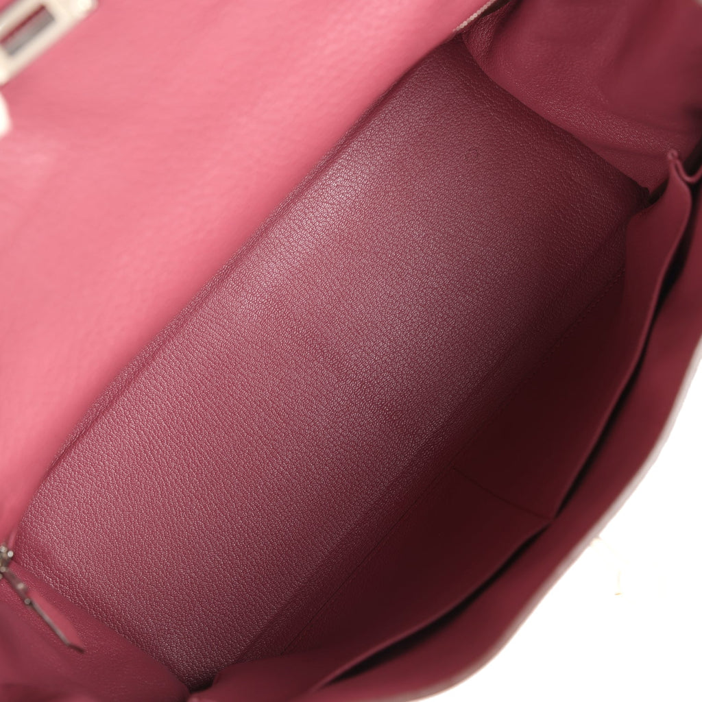 Pre-owned Hermes Retourne Kelly 35 Bois De Rose Clemence Palladium Hardware