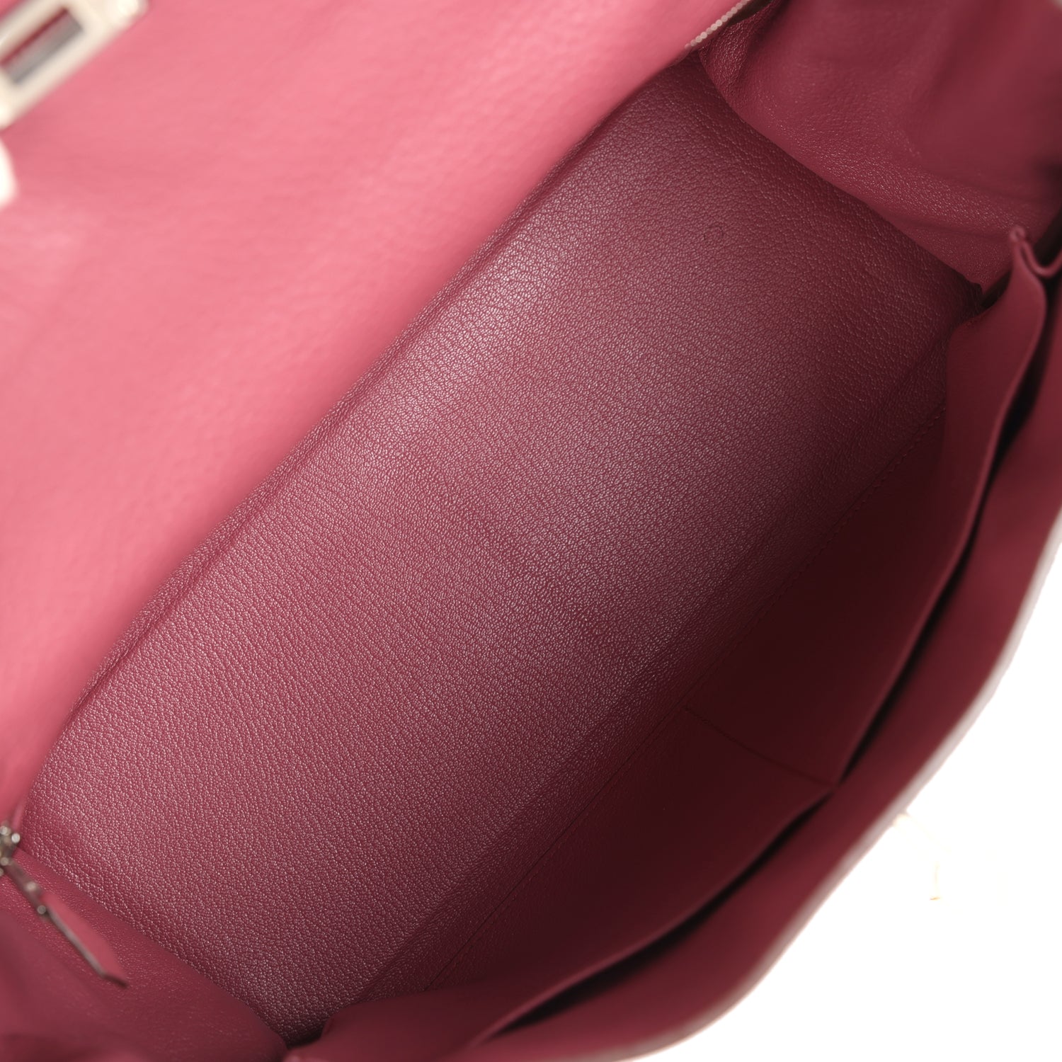 Pre-owned Hermes Retourne Kelly 35 Bois De Rose Clemence Palladium Hardware