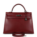 New Hermes Kelly Sellier 35 Rouge H Box Palladium Hardware