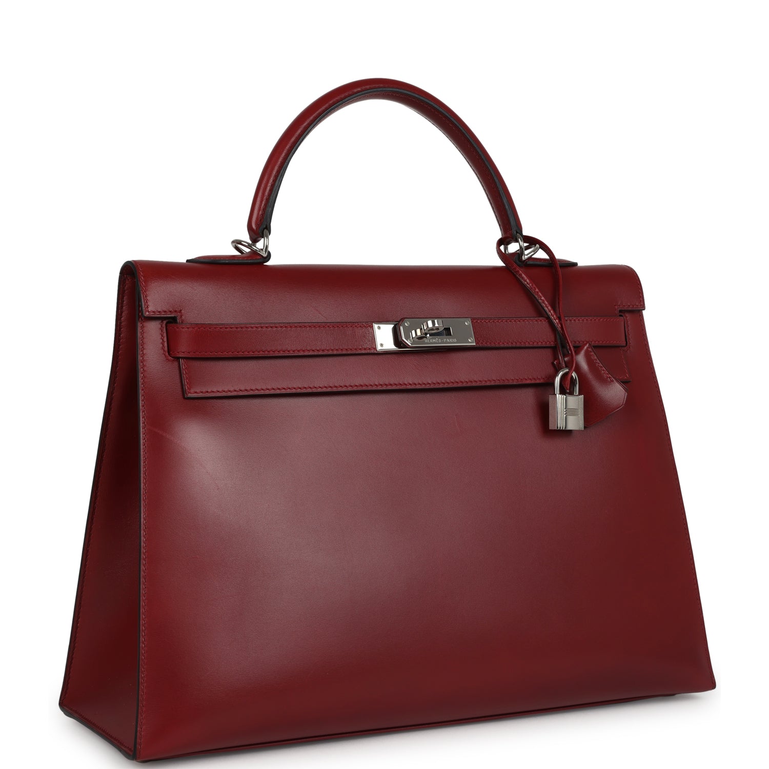 New Hermes Kelly Sellier 35 Rouge H Box Palladium Hardware