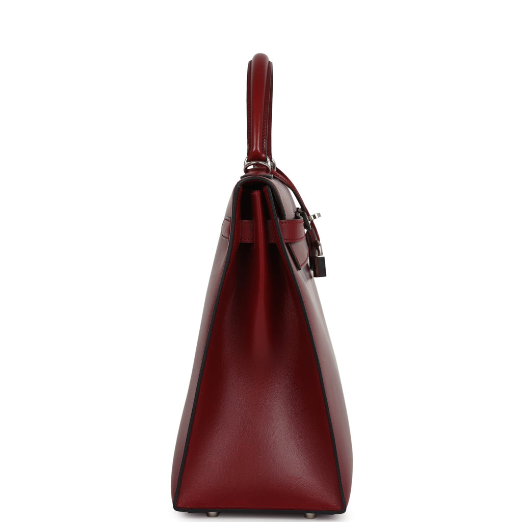 New Hermes Kelly Sellier 35 Rouge H Box Palladium Hardware