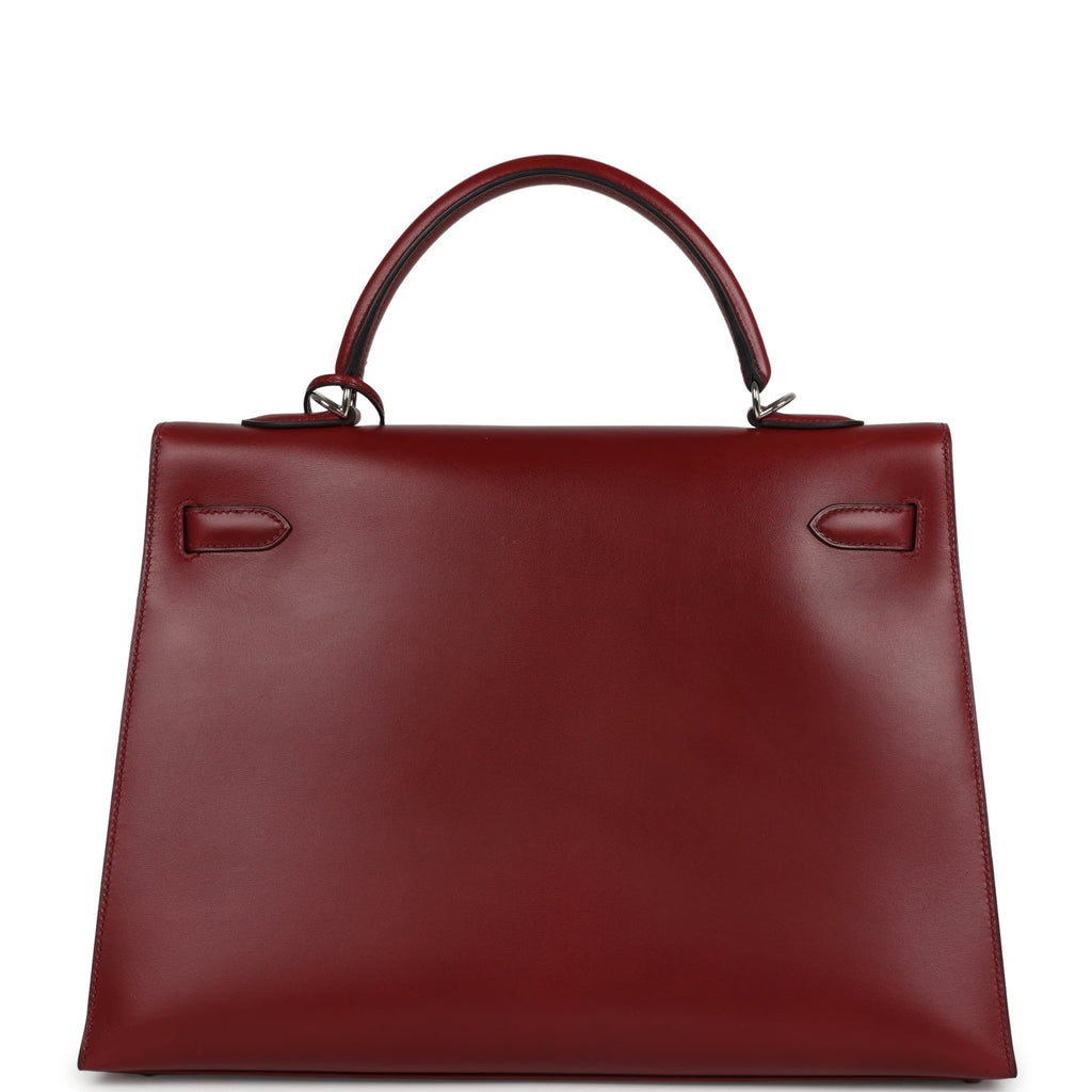 New Hermes Kelly Sellier 35 Rouge H Box Palladium Hardware