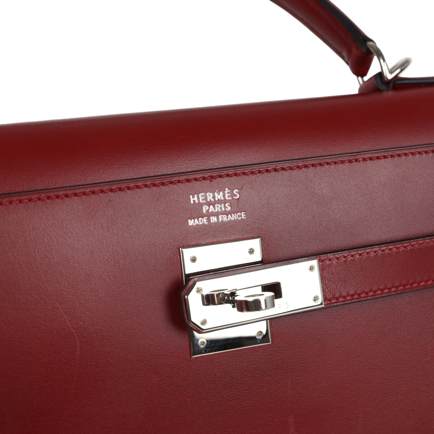 New Hermes Kelly Sellier 35 Rouge H Box Palladium Hardware