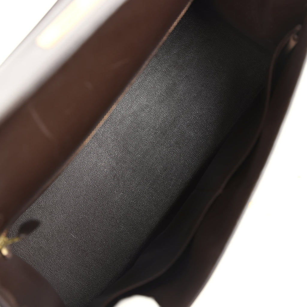 New Hermes Kelly Sellier 35 Marron Fonce Box Gold Hardware