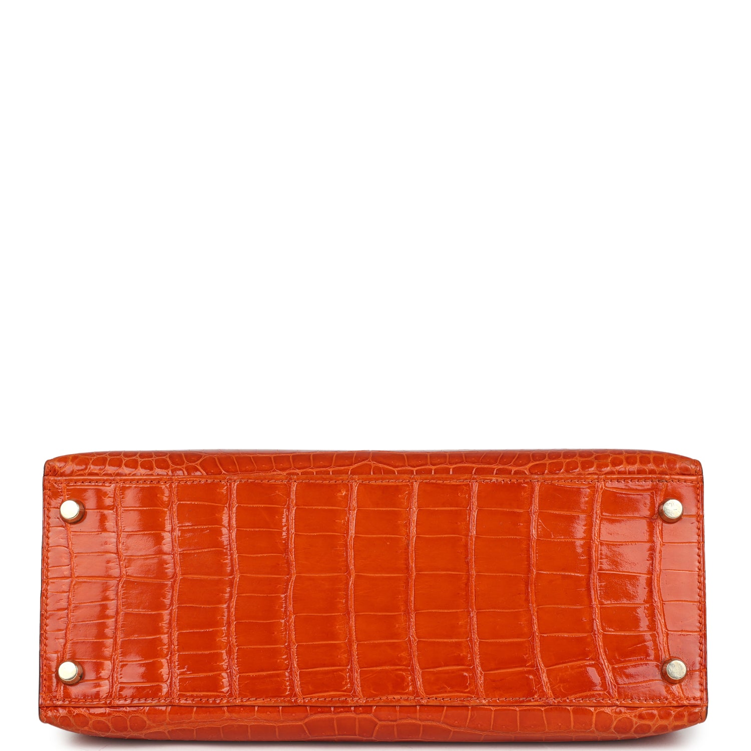New Hermes Kelly Sellier 28 Orange Shiny Porous Crocodile Gold Hardware