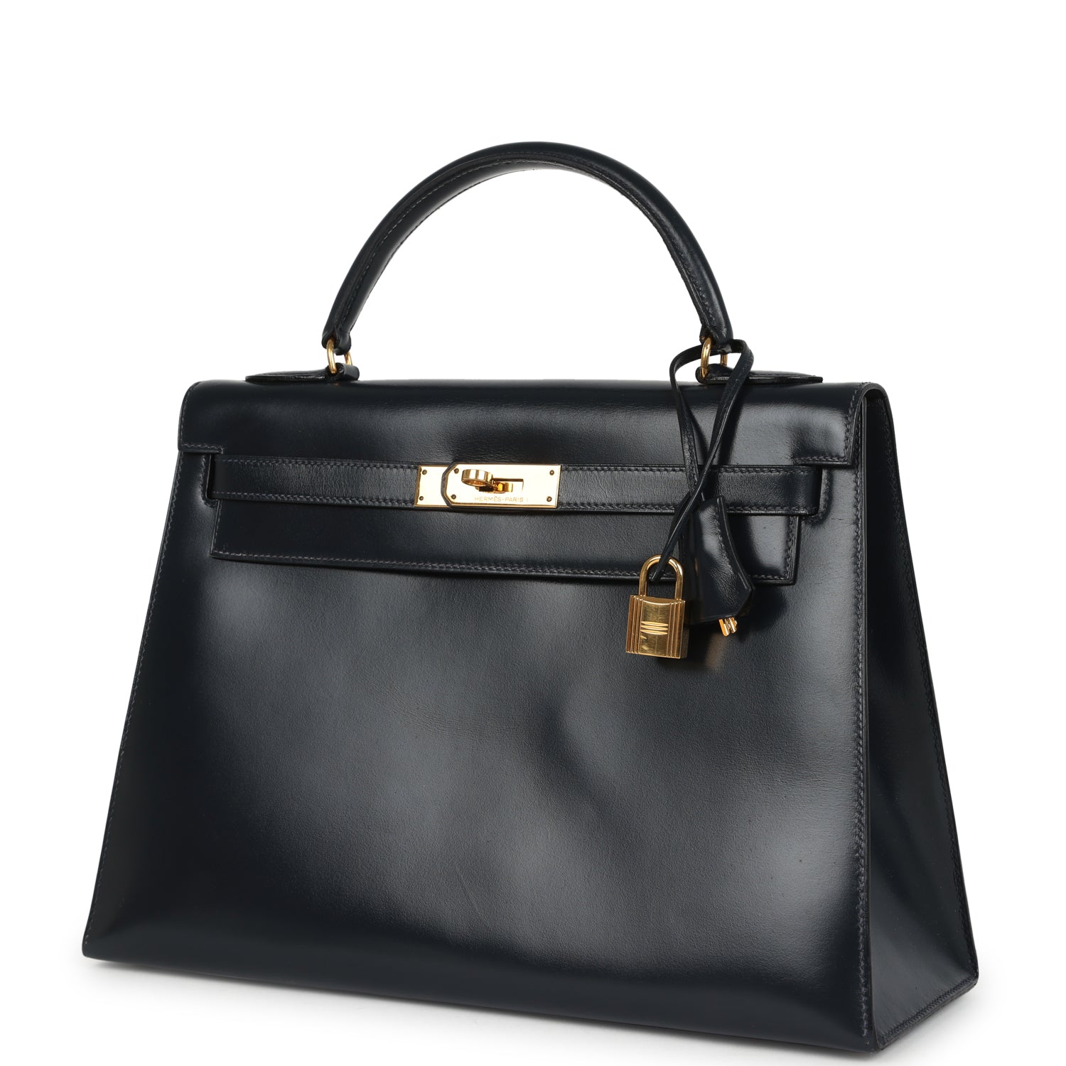 New Hermes Kelly Sellier 32 Bleu Indigo Box Gold Hardware