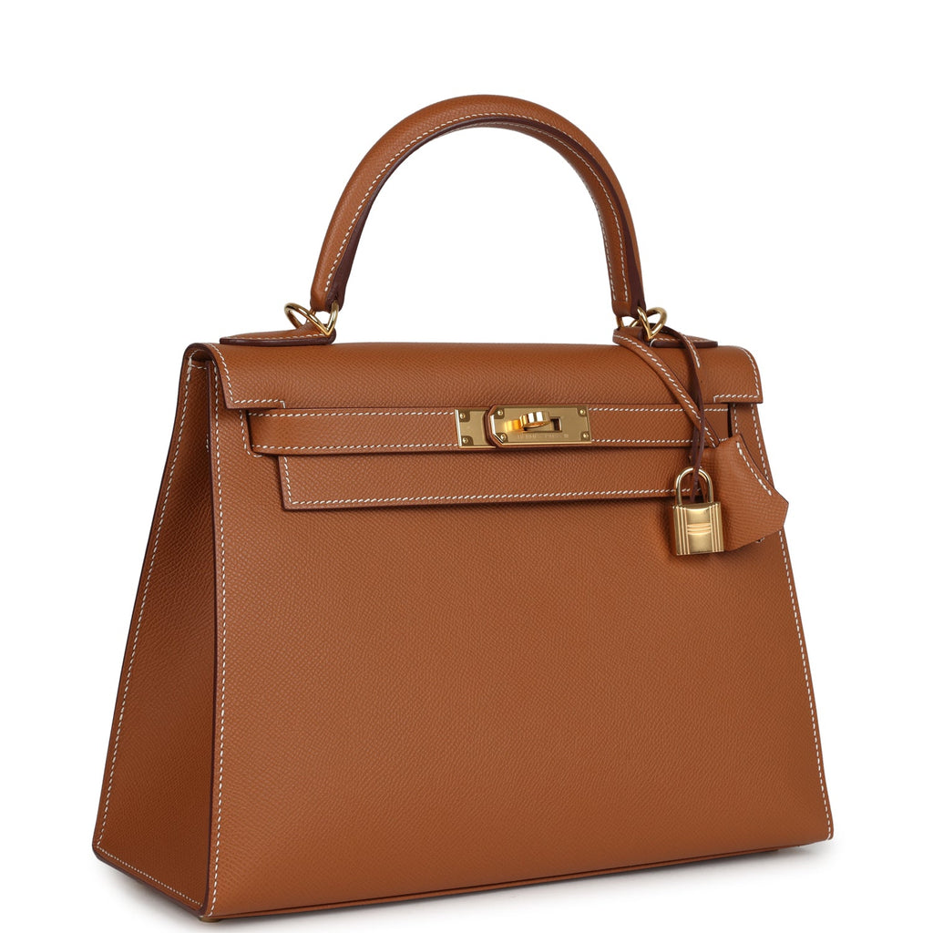 Pre-owned Hermes Kelly Sellier 28 Gold Epsom Gold Hardware