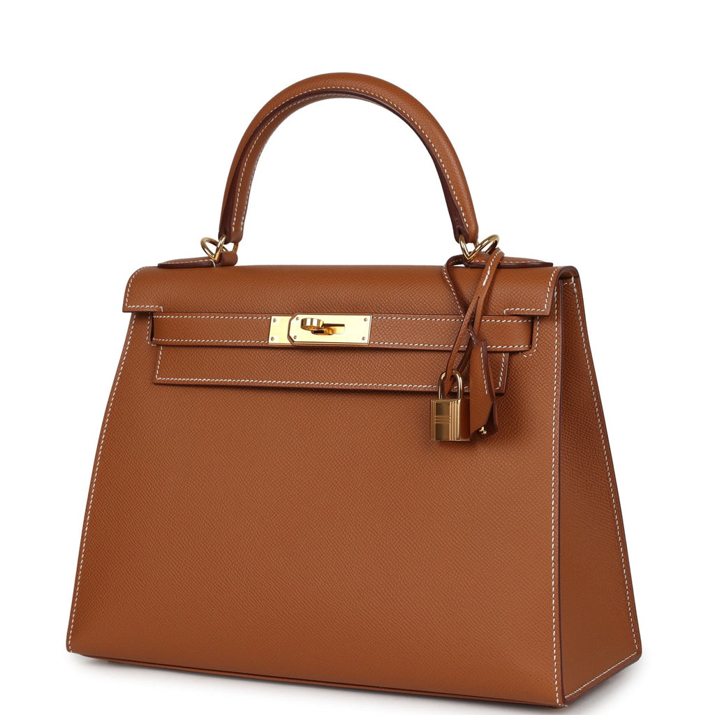 Pre-owned Hermes Kelly Sellier 28 Gold Epsom Gold Hardware