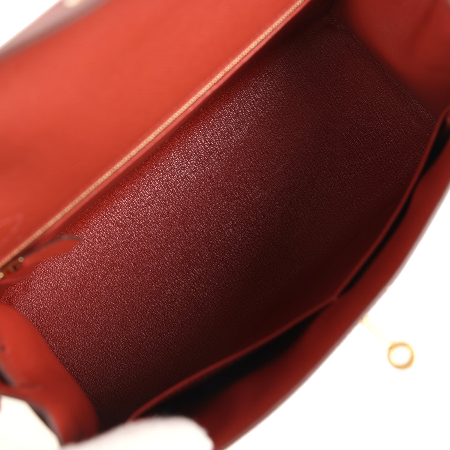 Pre-owned Hermes Kelly Sellier 28 Rouge Venitien Epsom Gold Hardware