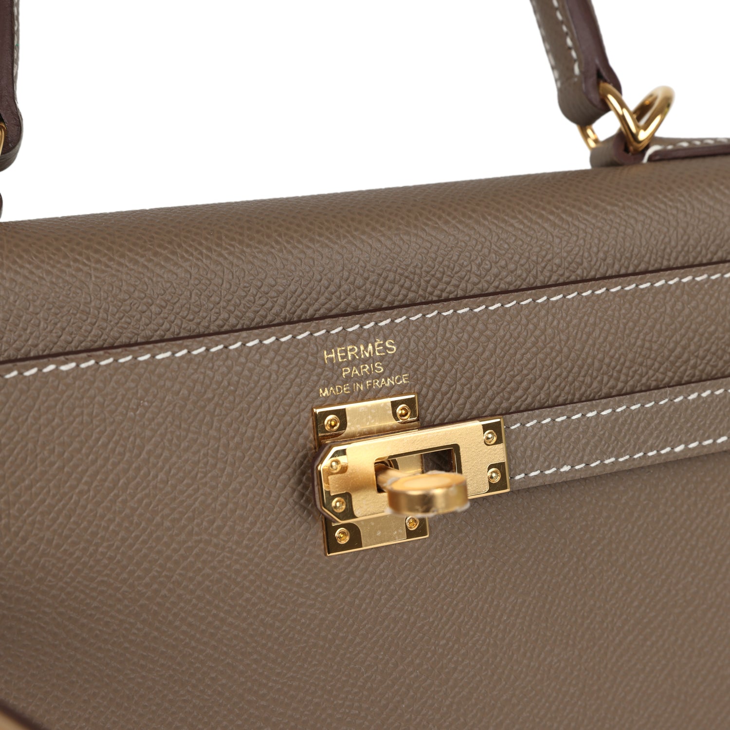 Hermes Kelly Sellier 25 Etoupe Epsom Gold Hardware