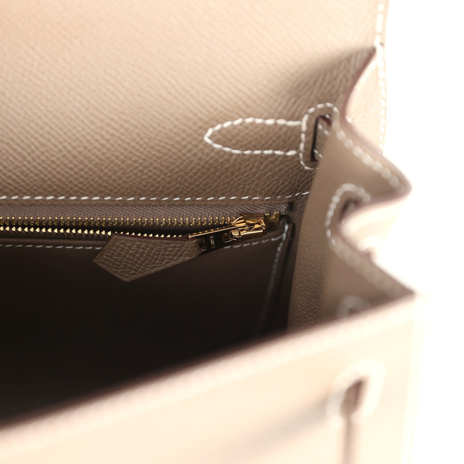 Hermes Kelly Sellier 25 Etoupe Epsom Gold Hardware