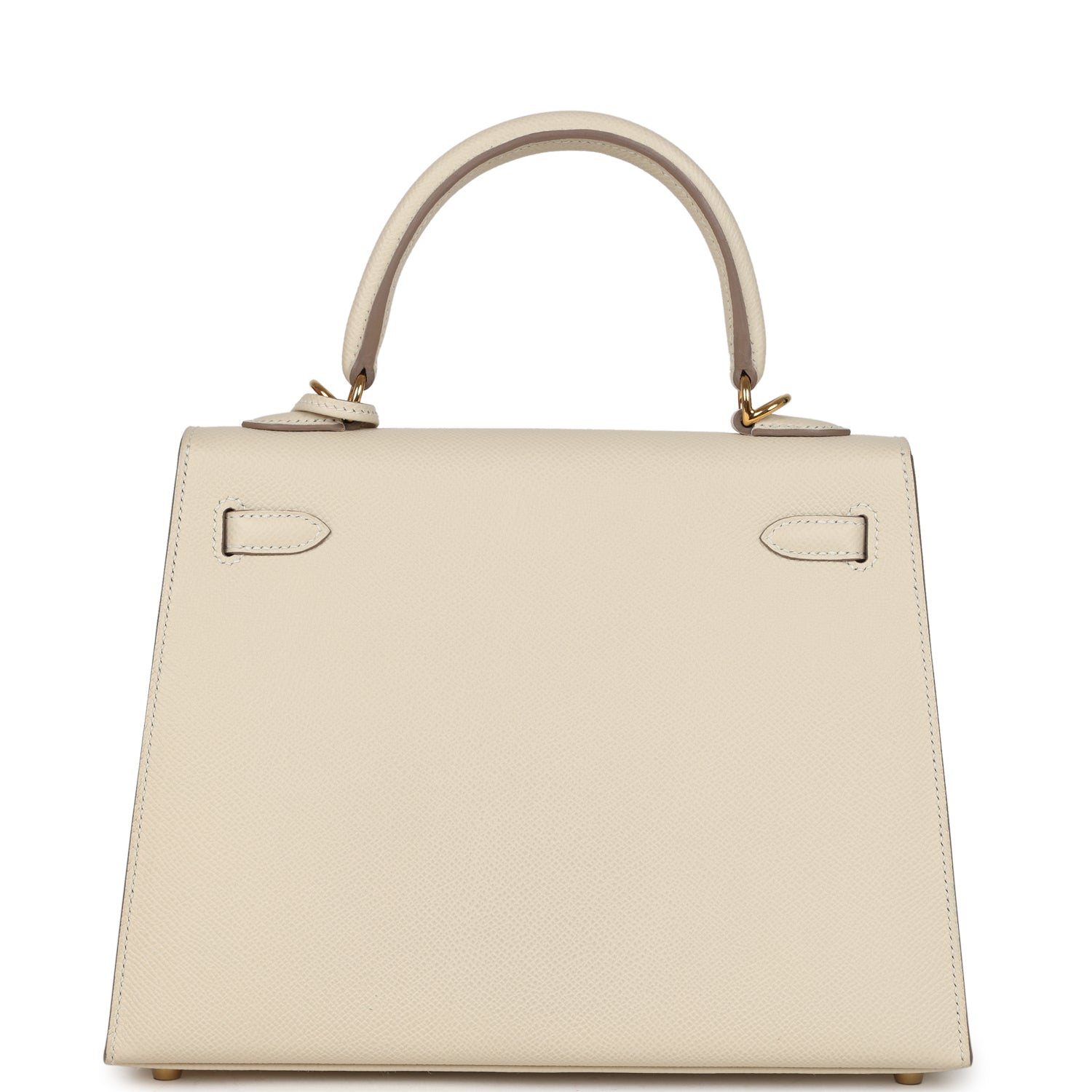 Pre-owned Hermes Kelly Sellier 25 Craie Epsom Gold Hardware