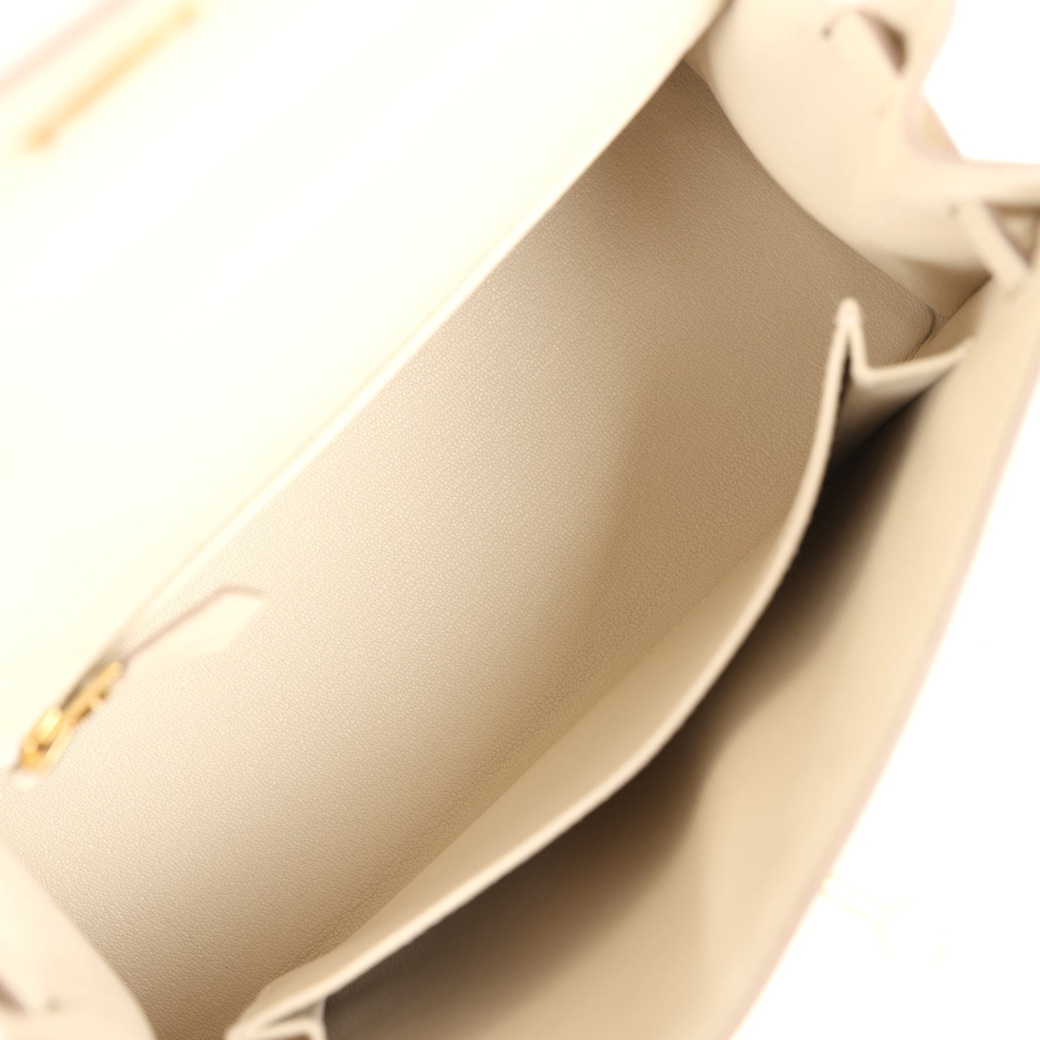 Pre-owned Hermes Kelly Sellier 25 Craie Epsom Gold Hardware