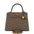 Hermes Kelly Sellier 25 Etoupe Epsom Gold Hardware