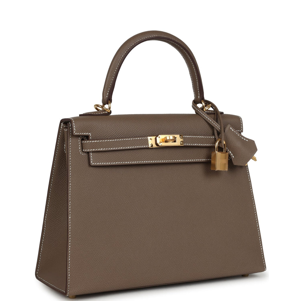 Hermes Kelly Sellier 25 Etoupe Epsom Gold Hardware