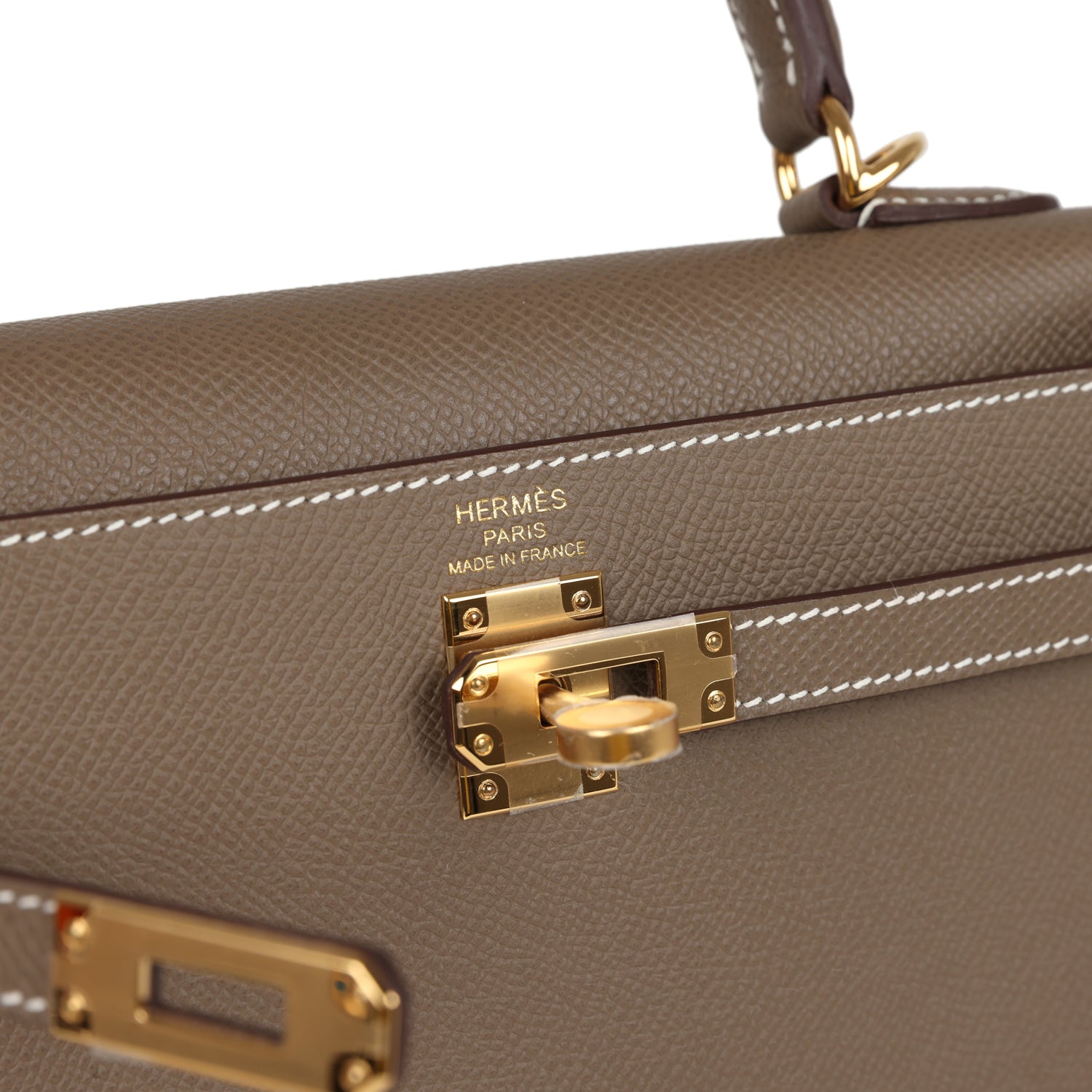 Hermes Kelly Sellier 25 Etoupe Epsom Gold Hardware