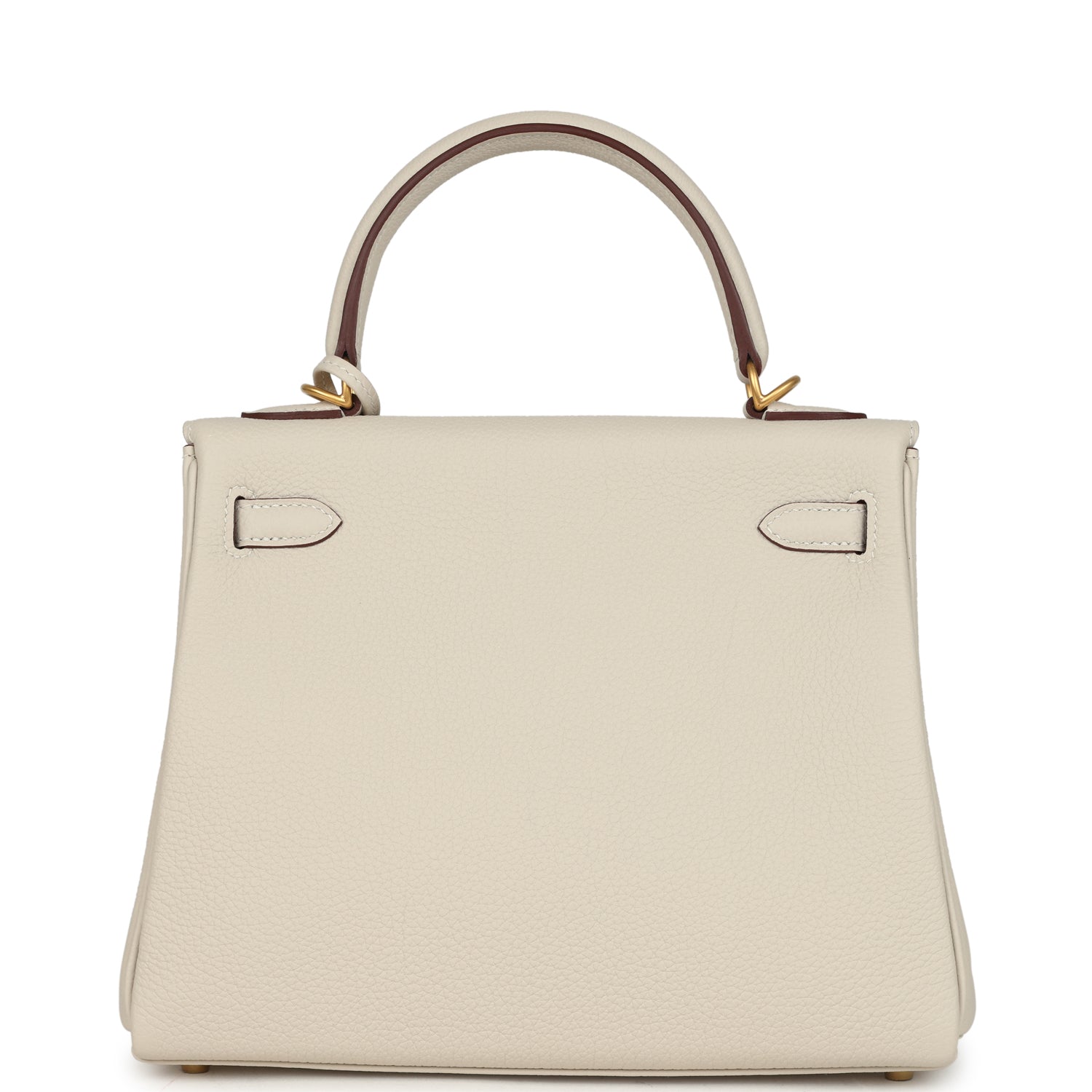 Hermes Special Order (HSS) Kelly Retourne 25 Craie Verso Togo Brushed Gold Hardware