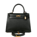 Hermes Kelly Sellier 25 Vert Fonce Box Gold Hardware