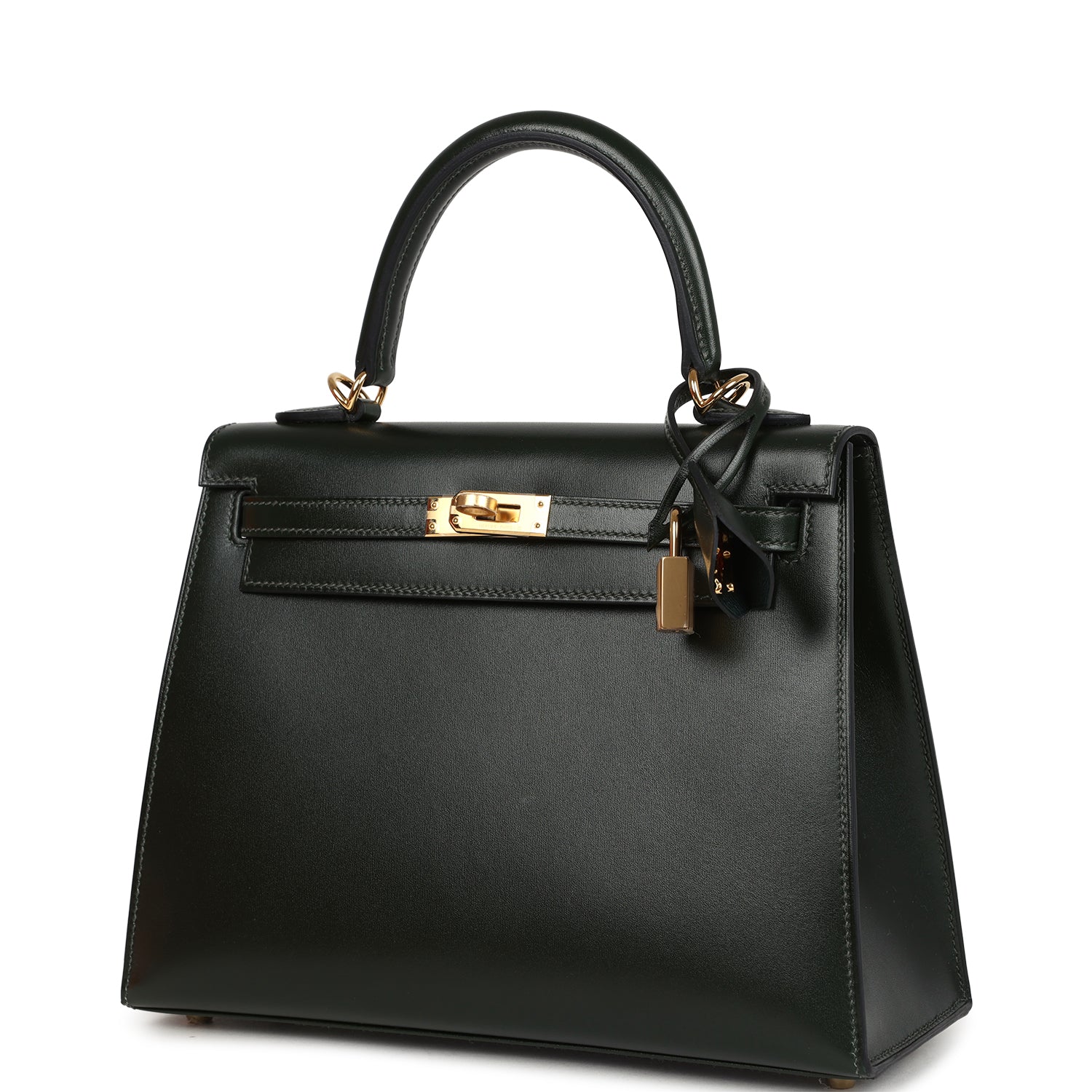Hermes Kelly Sellier 25 Vert Fonce Box Gold Hardware