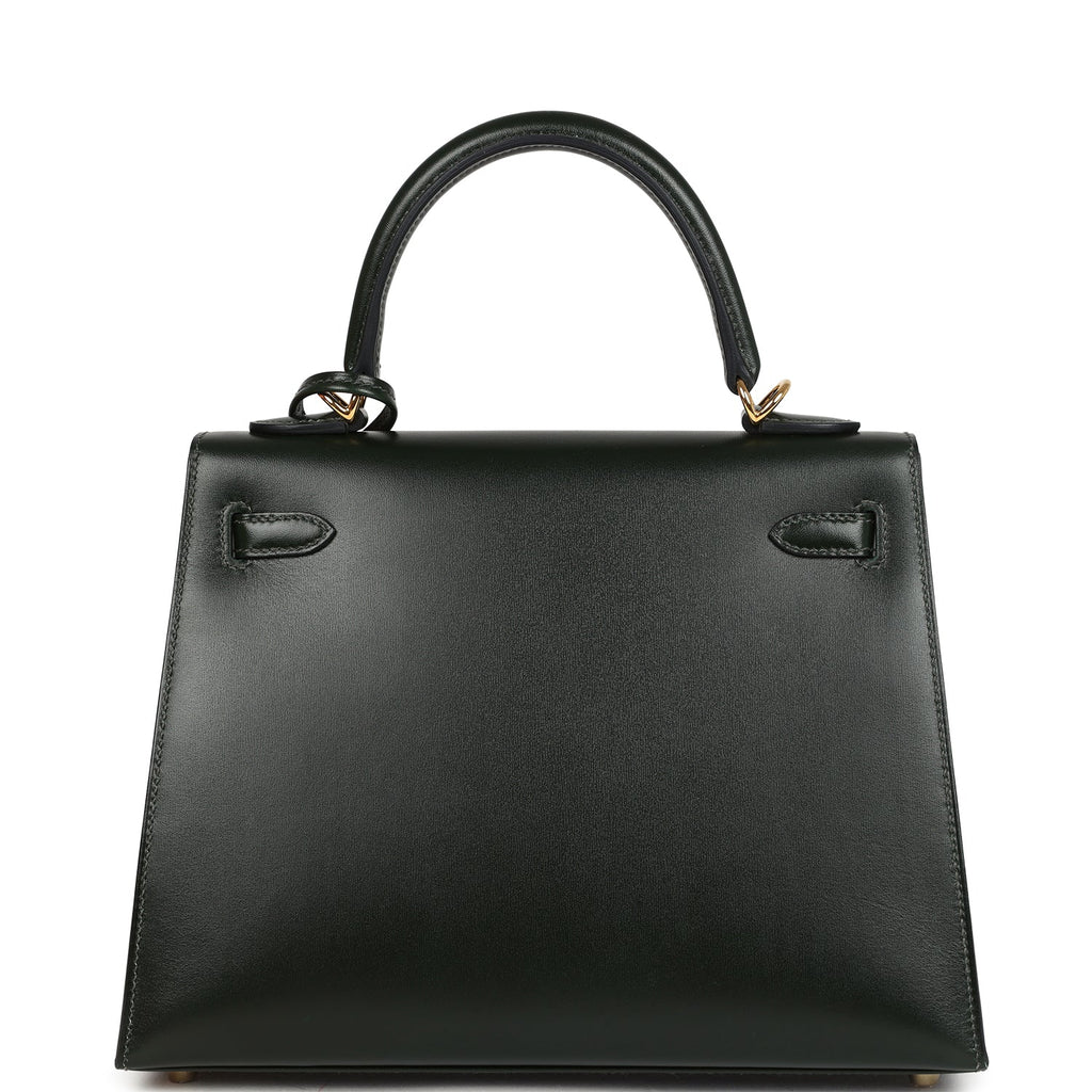 Hermes Kelly Sellier 25 Vert Fonce Box Gold Hardware
