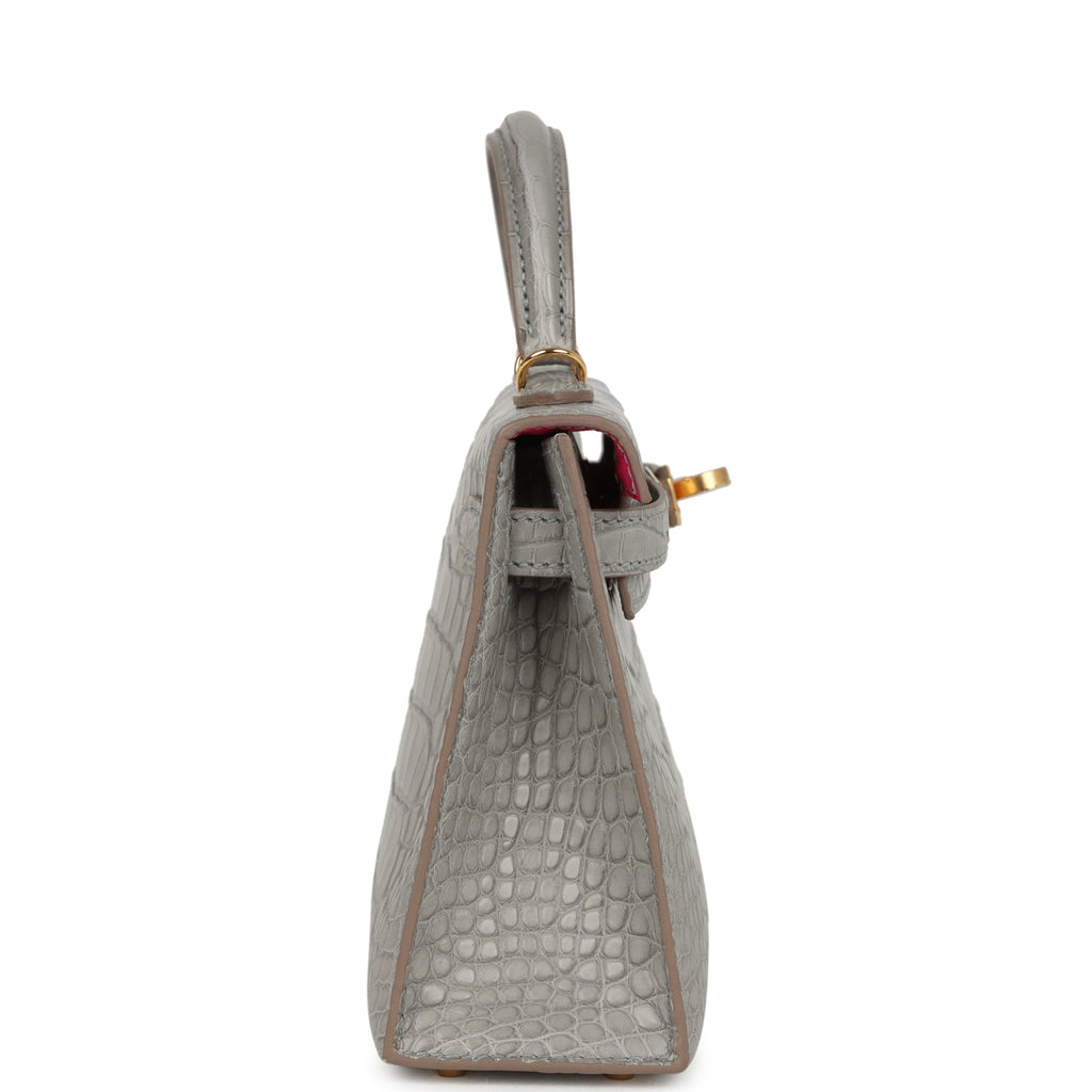 Hermes Special Order (HSS) Kelly Sellier 20 Gris Perle Verso Matte Alligator Gold Hardware