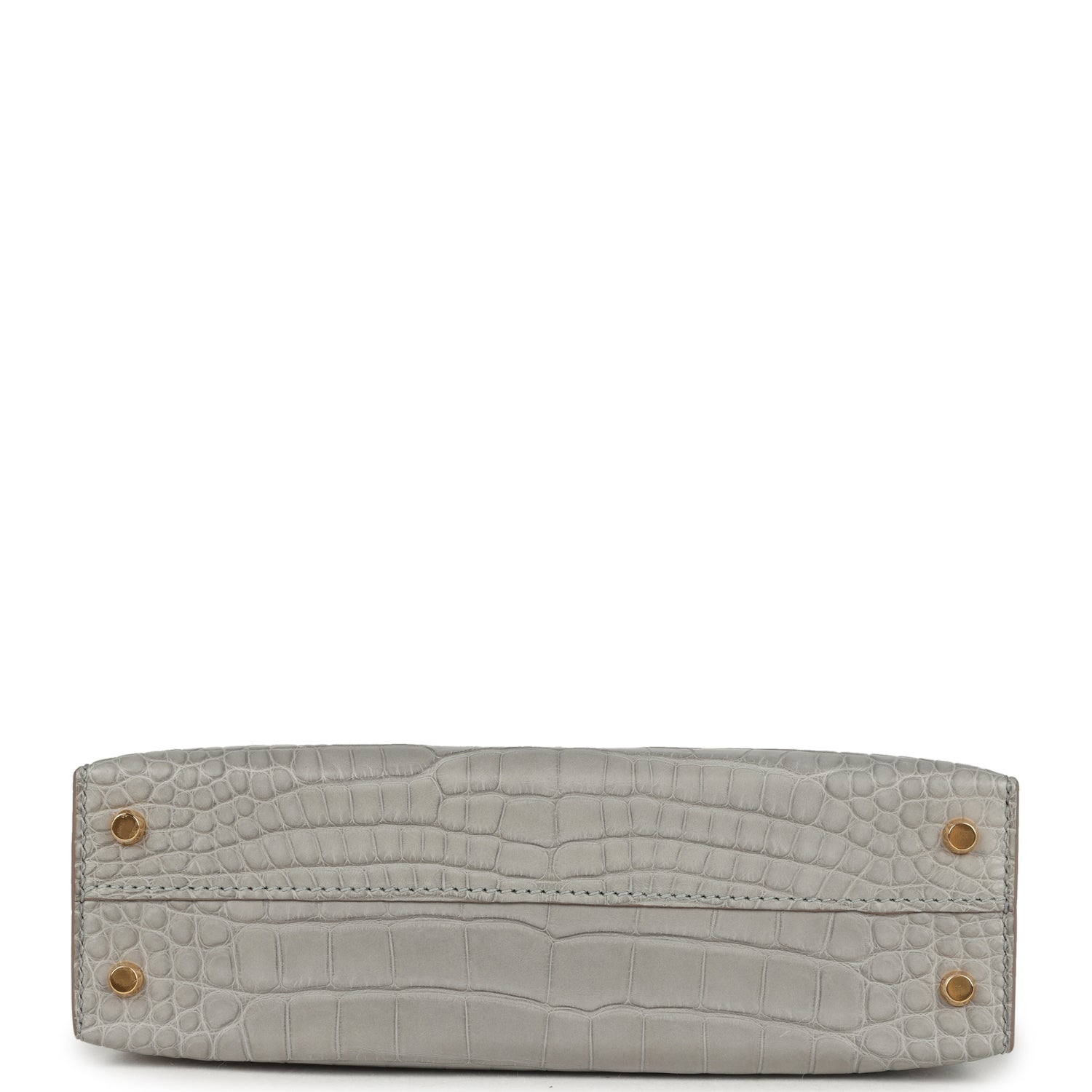Hermes Special Order (HSS) Kelly Sellier 20 Gris Perle Verso Matte Alligator Gold Hardware