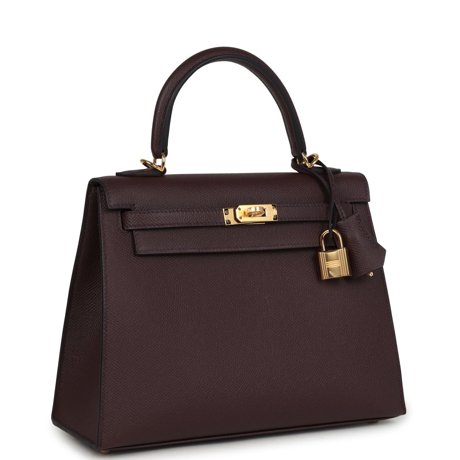 Pre-owned Hermes Kelly Sellier 25 Rouge Sellier Epsom Gold Hardware