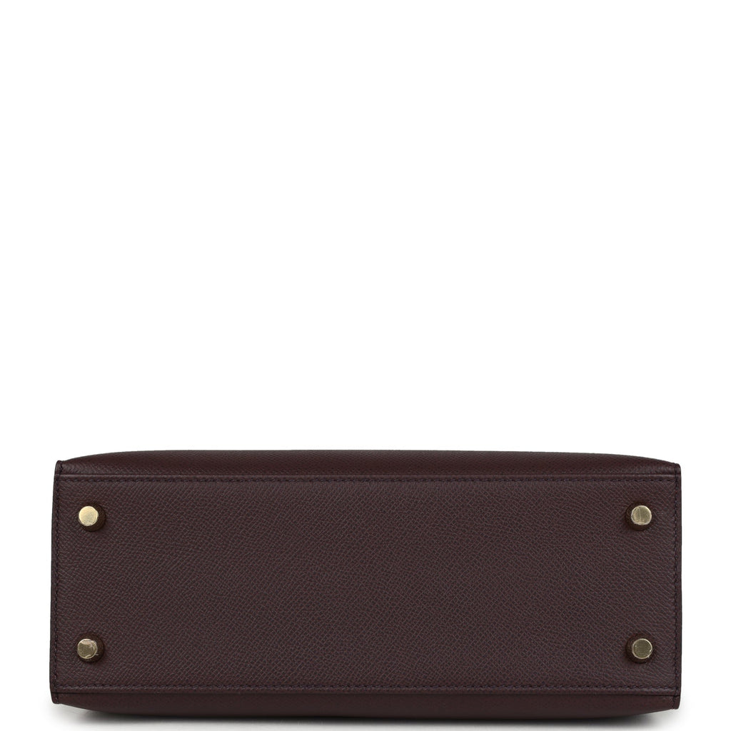 Pre-owned Hermes Kelly Sellier 25 Rouge Sellier Epsom Gold Hardware