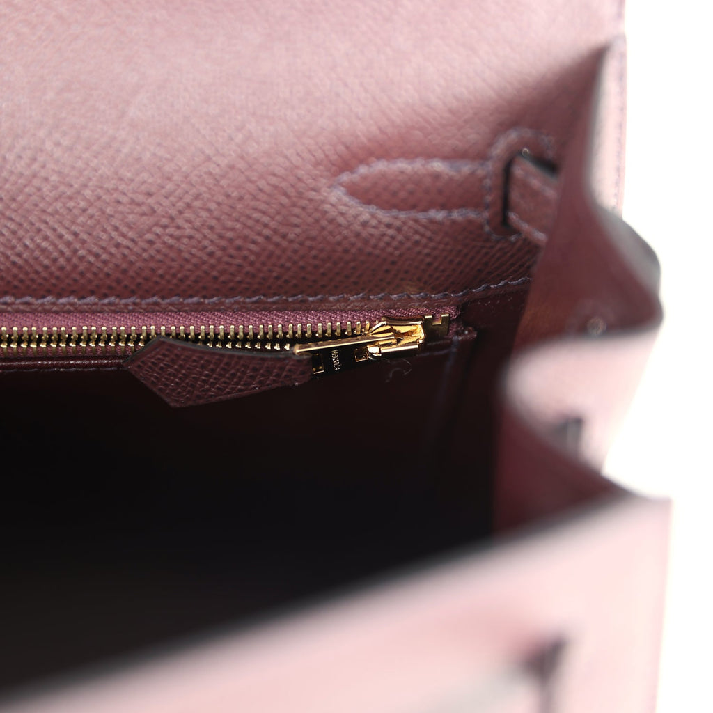 Pre-owned Hermes Kelly Sellier 25 Rouge Sellier Epsom Gold Hardware