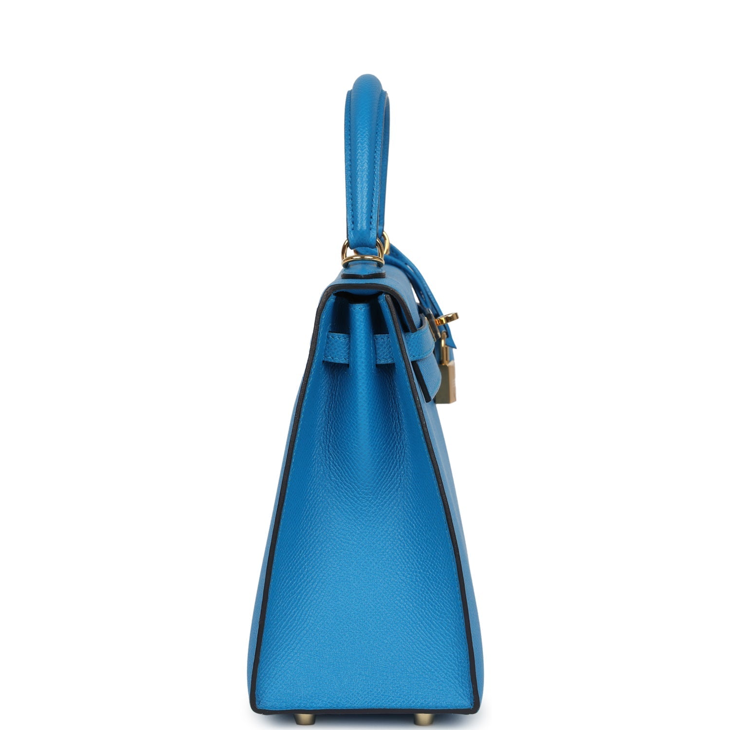 Pre-owned Hermes Kelly Sellier 25 Bleu Zanzibar Epsom Gold Hardware