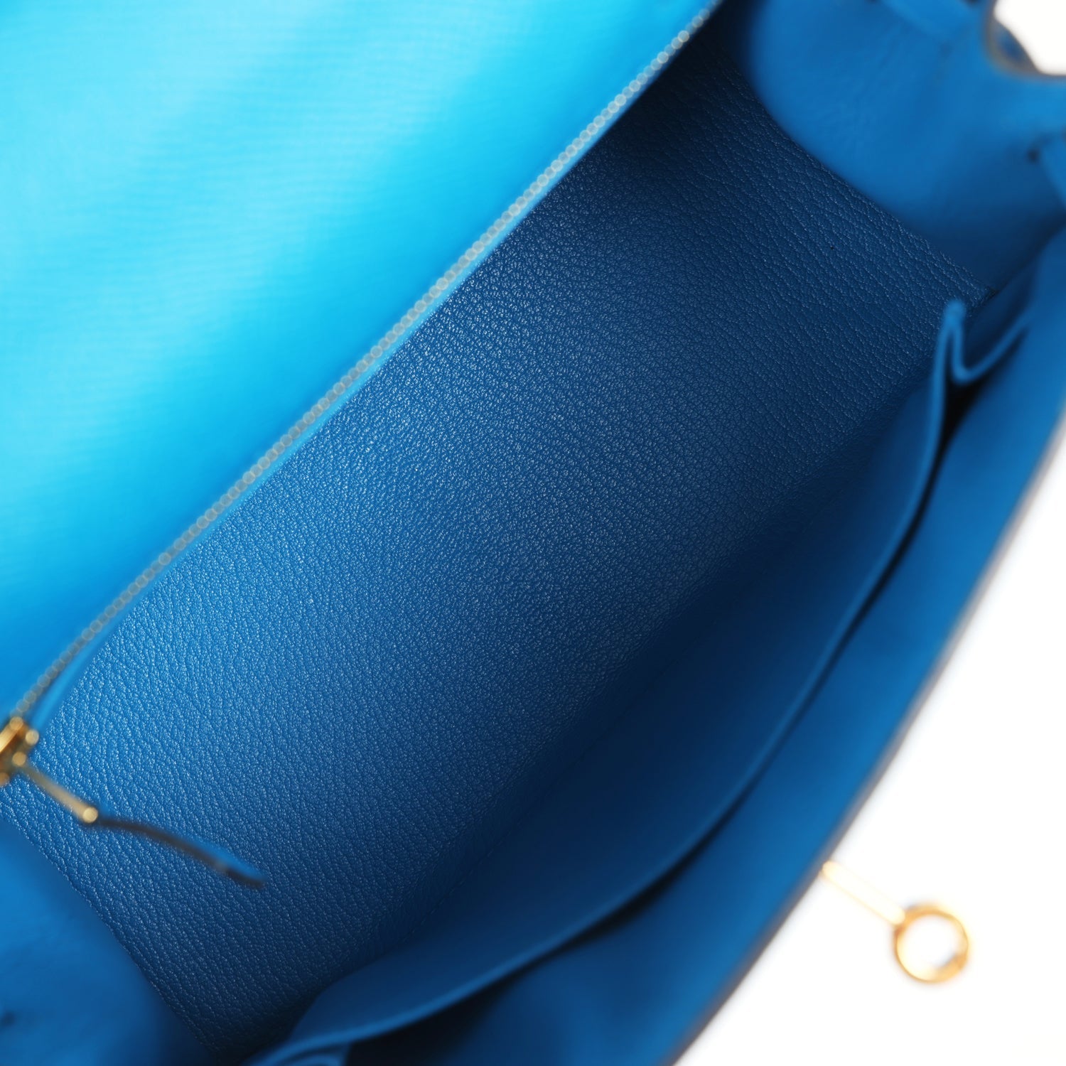 Pre-owned Hermes Kelly Sellier 25 Bleu Zanzibar Epsom Gold Hardware