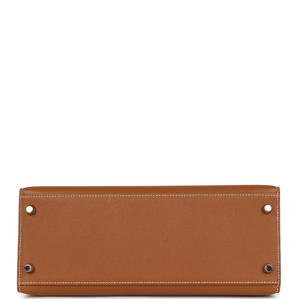Pre-owned Hermes Kelly Sellier 28 Gold Epsom Palladium Hardware