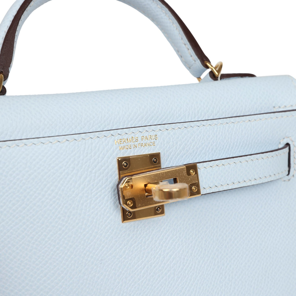 Hermes Kelly Sellier 20 Bleu Brume Epsom Gold Hardware