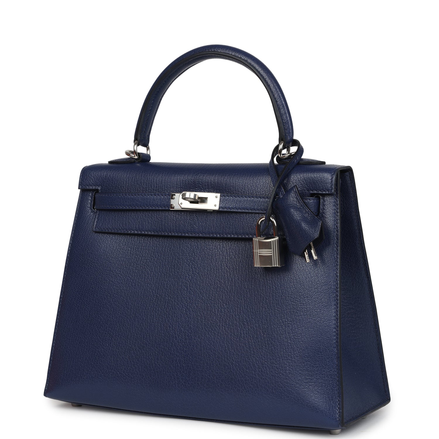 Hermes Kelly Sellier 25 Bleu Saphir Chevre Chamkila Palladium Hardware