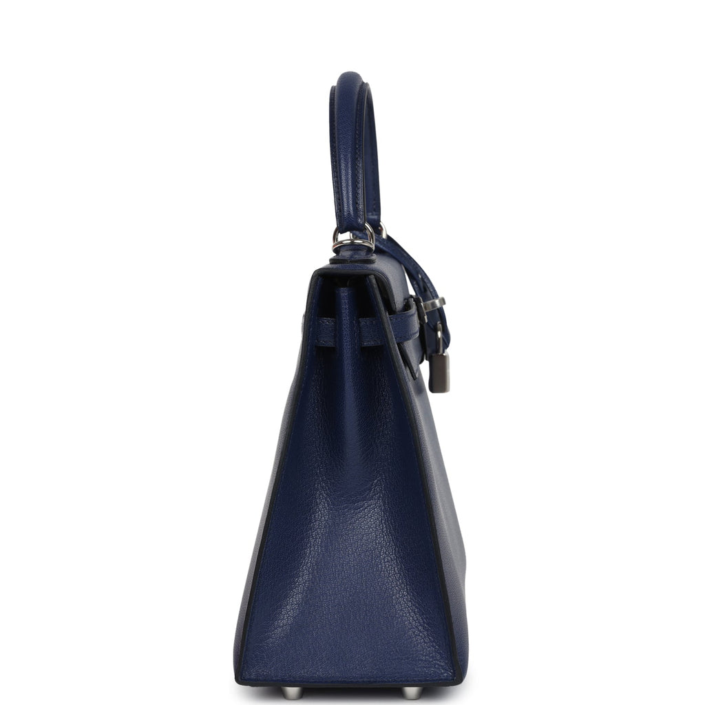 Hermes Kelly Sellier 25 Bleu Saphir Chevre Chamkila Palladium Hardware