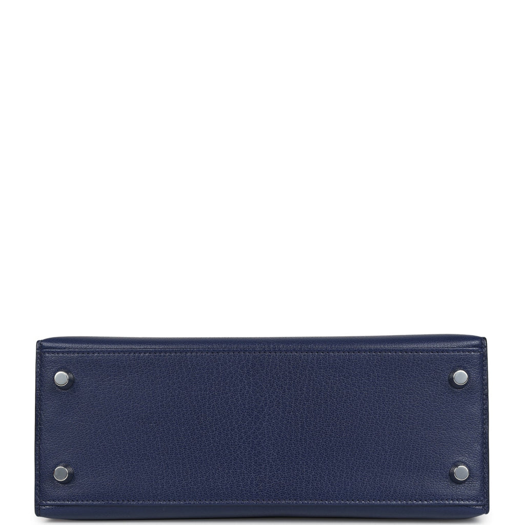 Hermes Kelly Sellier 25 Bleu Saphir Chevre Chamkila Palladium Hardware