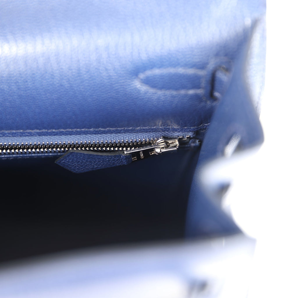 Hermes Kelly Sellier 25 Bleu Saphir Chevre Chamkila Palladium Hardware