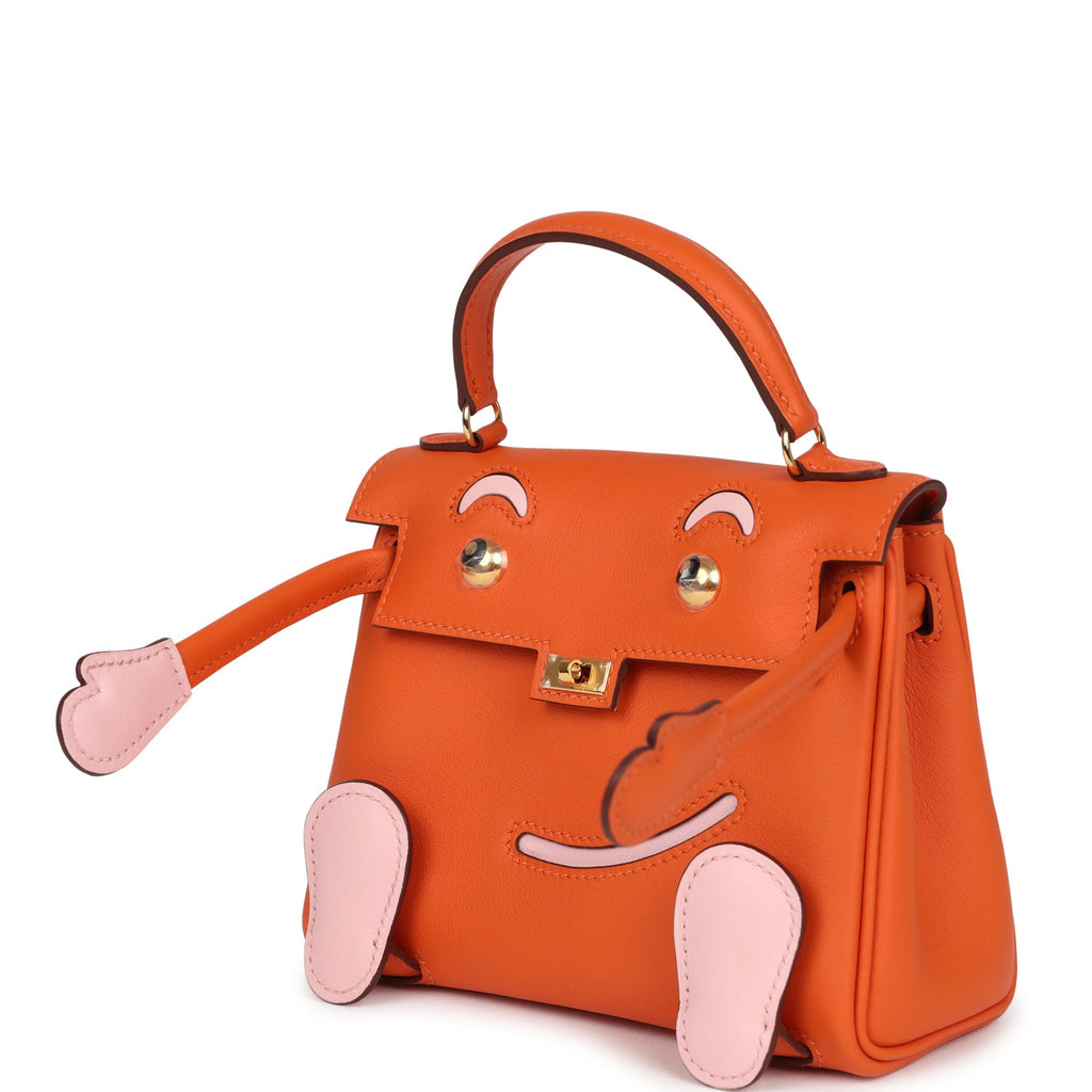 Hermes "Quelle Idolle" Kelly Doll Orange and Rose Sakura Swift Gold Hardware