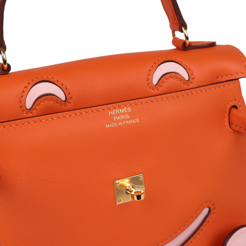 Hermes "Quelle Idolle" Kelly Doll Orange and Rose Sakura Swift Gold Hardware