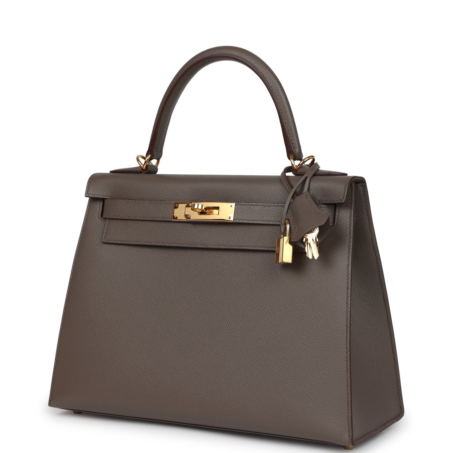 Pre-owned Hermes Kelly Sellier 28 Etain Epsom Gold Hardware