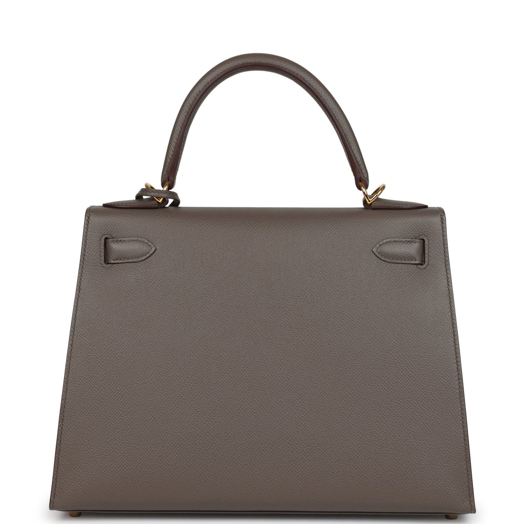 Pre-owned Hermes Kelly Sellier 28 Etain Epsom Gold Hardware