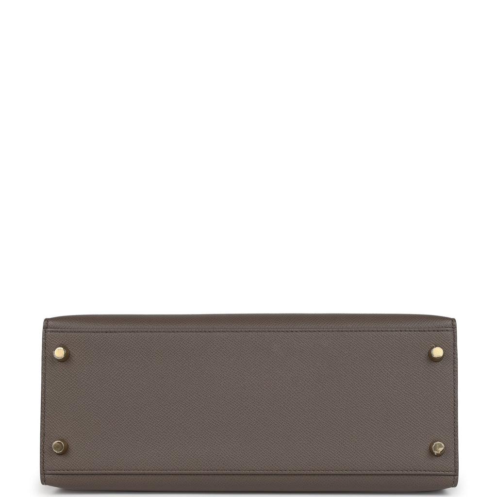 Pre-owned Hermes Kelly Sellier 28 Etain Epsom Gold Hardware