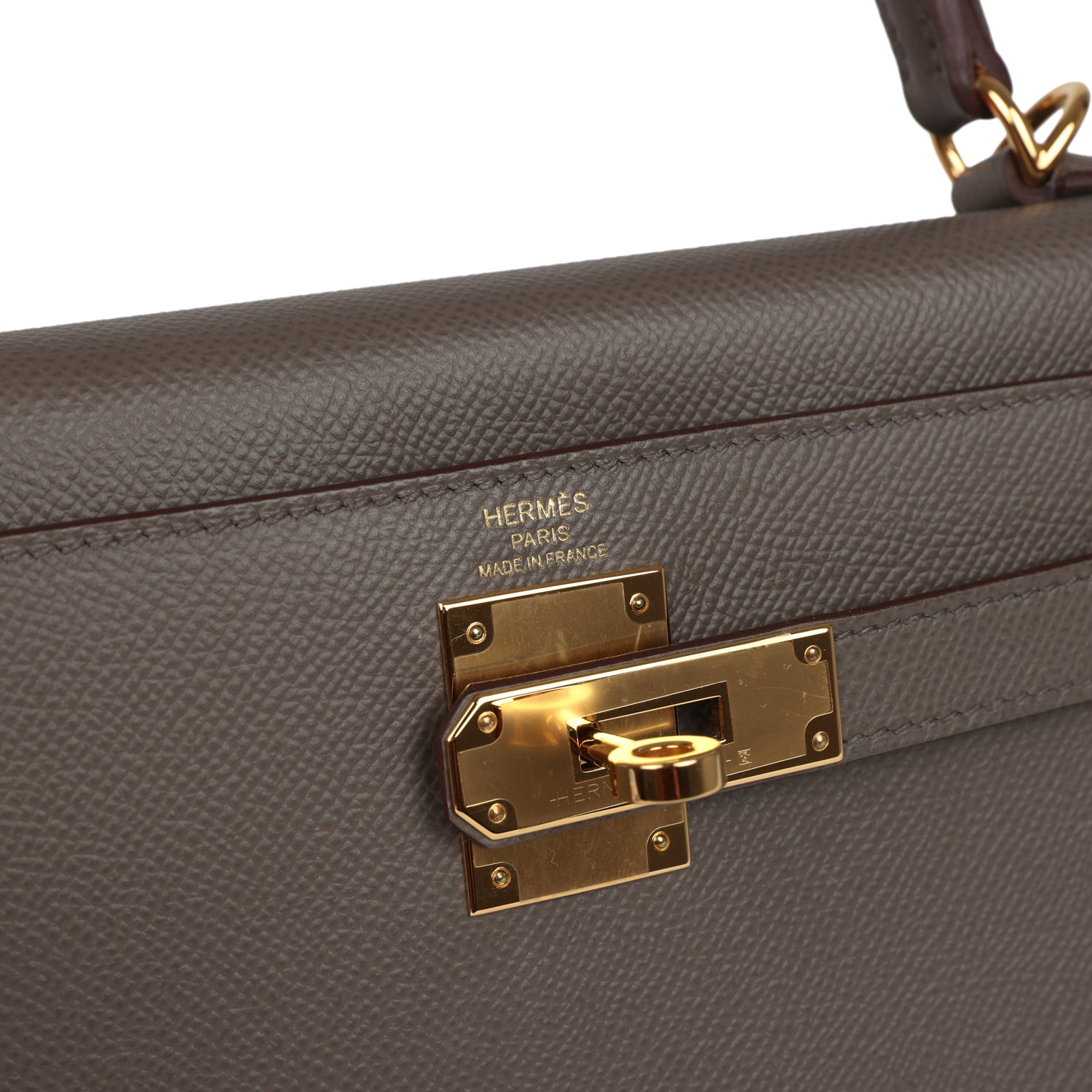 Pre-owned Hermes Kelly Sellier 28 Etain Epsom Gold Hardware
