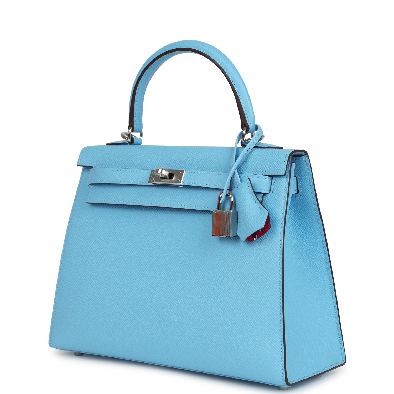 Hermes Special Order (HSS) Kelly Sellier 25 Bleu Celeste Verso Epsom Palladium Hardware