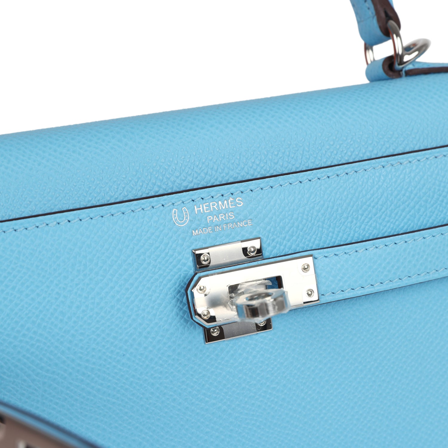Hermes Special Order (HSS) Kelly Sellier 25 Bleu Celeste Verso Epsom Palladium Hardware